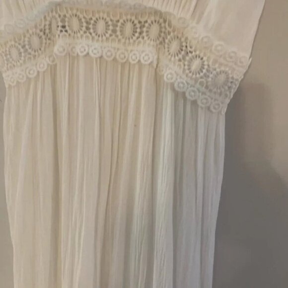 Lulu's Light Breeze White Striped Crochet Lace Tiered Maxi Dress XS - Picture 10 of 11